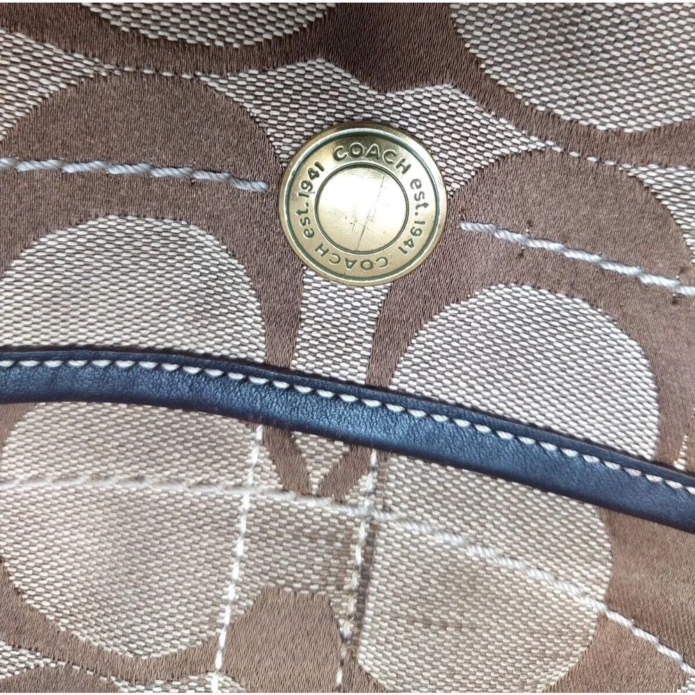 Coach Chelsea Signature Brown Canvas Double Handles Shoulder Bag